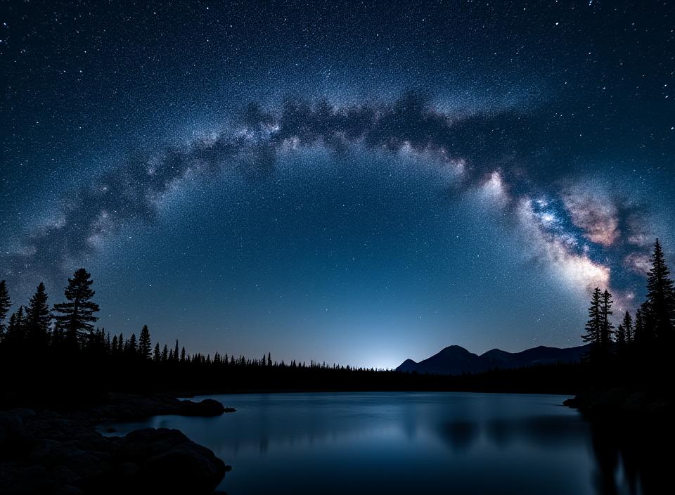 Astrophotography of Milky Way and star trails in northern Canada